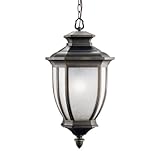 IMAGE OF Kichler Lighting 11006RZ Salisbury 1-Light Fluorescent Outdoor Pendant, Rubbed Bronze with White Linen Glass
