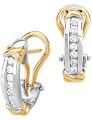 1/4 ct. tw. Diamond Hoop Earrings in 10K Two-Tone Gold
