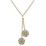 10k Yellow Gold Floral Disc Lariat Ornament Y-Pendant, 17
