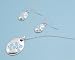 Sterling Silver Necklace and Earrings Set - Butterfly Prints on Oval Shape Design in Aquamarine CZ