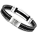 Jstyle Stainless Steel Mens Black Silicone Braceles for Men