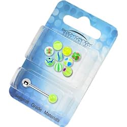14 Gauge Multi Lime 10 Ball Interchangeable Barbell Pack