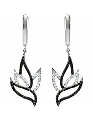 Sterling Silver Black Spinel and Diamond Earrings -- LIFETIME WARRANTY