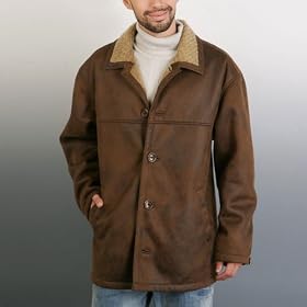 BGSD Mens Distressed Faux Shearling Car Coat