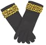 One Size Black Wool Jersey Gloves Reinforced By Nylon Fibers Trimmed Gold Ribbon