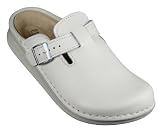 OKLAHOMA Natural Cork and Leather Clogs, Tatami licensed by Birkenstock, Buffalo White