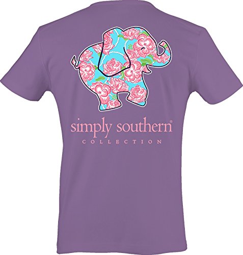 Simply Southern Women's Preppy Elephant Amethyst M