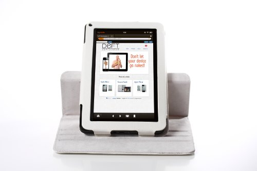 Deft Dante 360: Rotating White Kindle Fire Original Generation Case (One-Piece Folio Kindle Fire Cover Multi-angle Vertical and Horizontal Stand for NON HD Version)