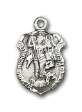 Sterling Silver St. Michael the Archangel Pendant with Sterling Silver Lite Curb Chain 18 inch
