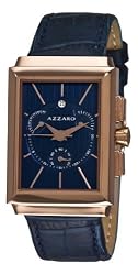 Azzaro Men's AZ2061.53EE.000 Legand Rectangular Chronograph Rose PVD Blue Dial Watch
