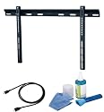 Low-profile 22mm wall mount Black Bracket fits 32 37 40 42 46 50 52  54 55 60 inch LCD / LED / Plasma TV of ALL MAKES ALL MODELS comes with  FREE GOLD HDMI CABLE AND SCREEN CLEANING KIT