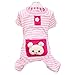 Urparcel Small Pet Dog Stripes Pajamas Coat Cat Puppy Clothes Apparel Clothing Pink XX-Small