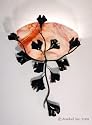 Scallop Sconce with Ginkgo Leaf Filligree, Peony