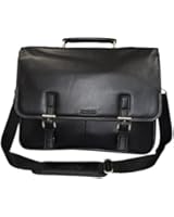 Kenneth Cole Collection "A Brief History" Leather Flapover Portafolio/ Business Briefcase Bag - Black