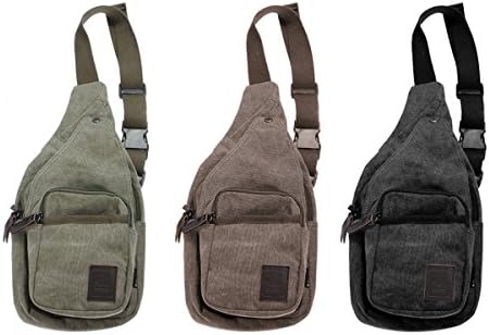 Mens Canvas Chest Sport Bag Black Coffee Army Green