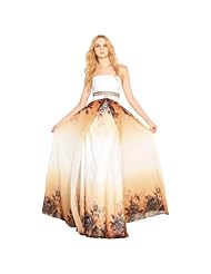 A-line Strapless Empire   Waistline Full Length  Ruched Sleeveless Chiffon/Polyester General Print Evening Dress/Prom Dress/Party Dress  With Rhinestones