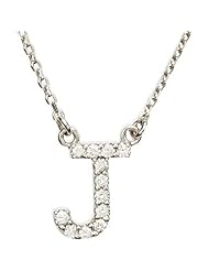 14K White Gold Diamond Initial Necklace "J" -- LIFETIME WARRANTY