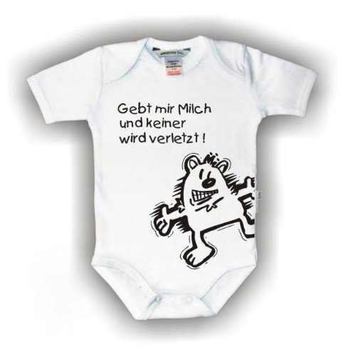 Body Baby 1/1-Arm mit Druck GEBT MIR MILCH UND KEINER WIRD VERLETZT (Gr. 74/80) / 150030