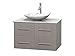 Wyndham Collection 36" Single Bathroom Vanity in Gray Oak, White Carrera Marble Countertop, Arista White Carrera Marble Sink, and No Mirror
