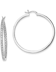 14k White Gold G-H SI2 Diamond Diamond In/Out Hoop Earrings. Carat Wt- 0.91ct