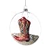 Midwest Cowboy Boot Disk Glass Christmas Ornament