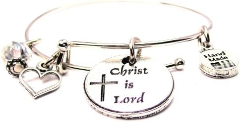 Christ Is Lord Adjustable Wire Bangle Charm Bracelet Single Stacker