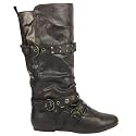 Womens Flat Stud Detailed Biker Boots
