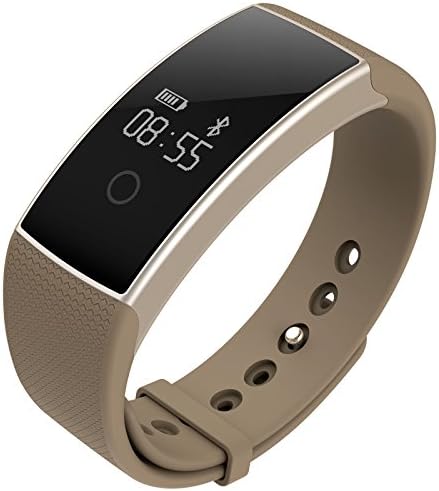Lincass Sport Bracelet Fitness Tracker Smart Wristband with Heart Rate Blood Oxygen Monitor Pedometer Distance Calories Calculate Smart Bracelet for Android and iOS Smart Phones (Gold)