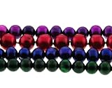 Set of 4 Fresh Water Pearl Single Strand 16 inch Sterling Silver Necklace (approx 6mm) - Green, Navy, Purple, Red