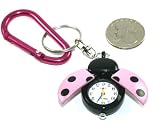 Pink & Black Spotted Ladybug Key Chain Watch with Pink Carabiner Clip