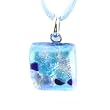 Handmade Murano Glass Pendant - Ally Square Sblue/Silver Style 4