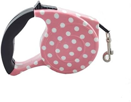 REELOK Automatic Retractable Pink 16.5 feet (5 M) Polyester Pet Dog Puppy Cat Leash Traction Rope Walking Leash for small/medium dogs