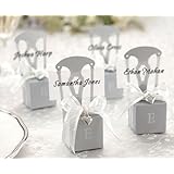 Kate Aspen Miniature Silver Chair Favor Box with Heart Charm and Ribbon