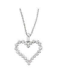 14K White Gold Diamond Heart Pendant with Chain - 1.00 Ct. -- LIFETIME WARRANTY