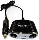 Black Chrome Dual USB Power Car Charger Splitter DC 12V/24V 150W Total Outp ....