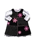 Good Lad Toddler Girl Black Polka Dot & Flower Corduroy Block Jumper