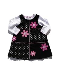Good Lad Toddler Girl Black Polka Dot & Flower Corduroy Block Jumper