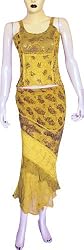 Skirt Top Set Georgette Embroidery Womens Casual Sundresses Size XS (skts170)