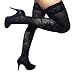 Yelete Killer Legs Floral Fishnet Thigh High Stockings with Stay-Up Lace Band 825HD012, Black