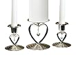 Hortense B. Hewitt Wedding Accessories Silver-plated Heart to Heart Candle Stands, Set of 3