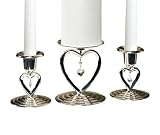 Hortense B. Hewitt Wedding Accessories Silver-plated Heart to Heart Candle Stands, Set of 3