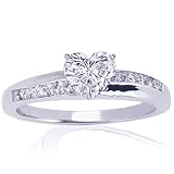 1.10 Ct Heart Shaped Diamond Engagement Ring Pave Set SI3 COLOR-G CUT:VERY GOOD