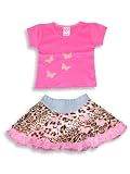 Lipstick - Infant Baby Girls Skirt Set, Pink, Tan, Denim