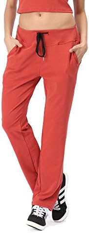 Keywee Women's Basic Casual Yoga Cotton Pants Workout Jersey (Large, Orange)