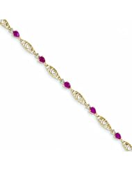 1.8 Carat 14K Gold Diamond and African Ruby Pearshape Bracelet