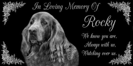 12 x 6 Lazer Gifts Personalized Black Granite Pet Memorial Marker Style Rocky
