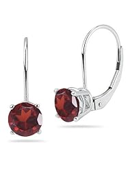 3.00 Cts of 7 mm AAA Round Garnet Stud Earrings in 18K White Gold