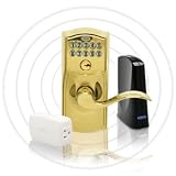 Schlage LiNK Wireless Keypad Entry Lever Lock Starter Kit System, Bright Brass