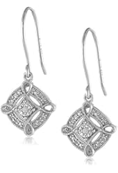 Sterling Silver Diamond Accent Pave Drop Earrings