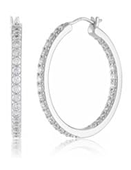 Myia Passiello "Timeless" Swarovski Zirconia Clear Hoop Earrings, 1"
